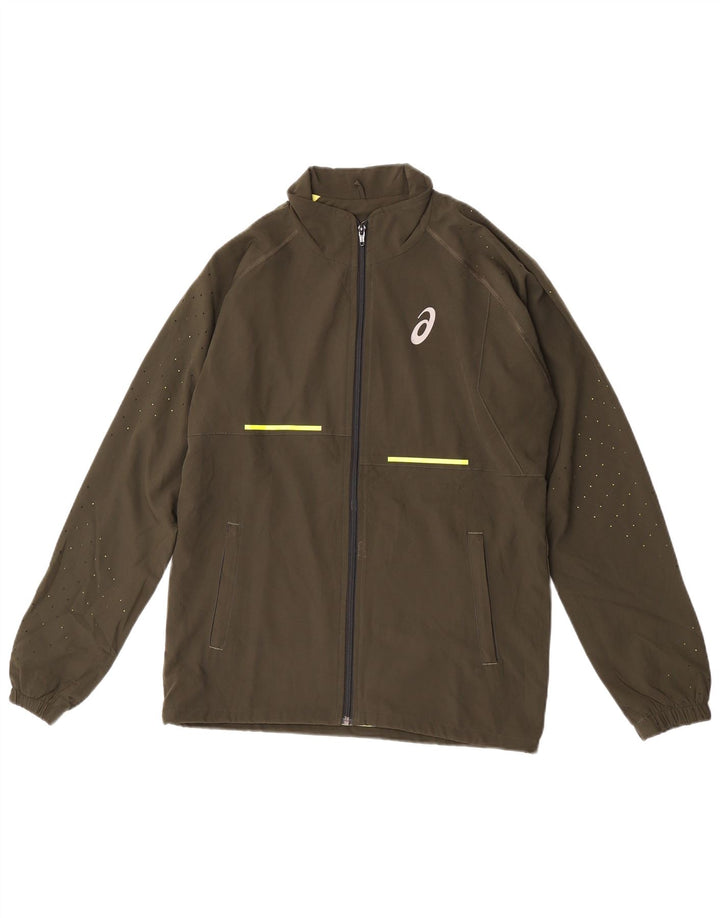 Asics Herren-Trainingsanzug-Top-Jacke, Mittelkhaki