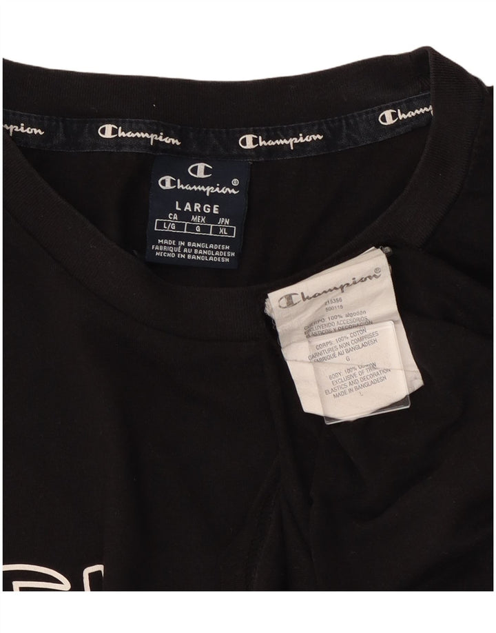 CHAMPION Herren-T-Shirt mit Grafik, Größe L, aus schwarzer Baumwolle