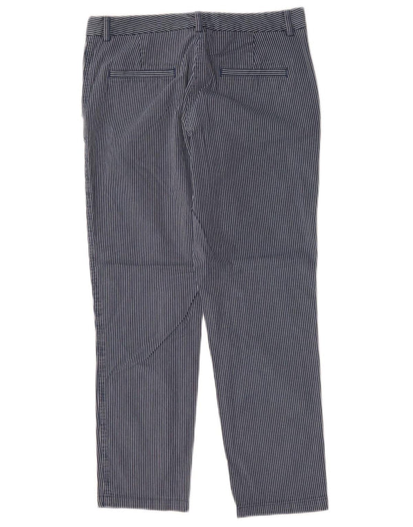 Marks & Spencer Damen Chinohose UK 12 M W32 L26 Blauer Nadelstreifen