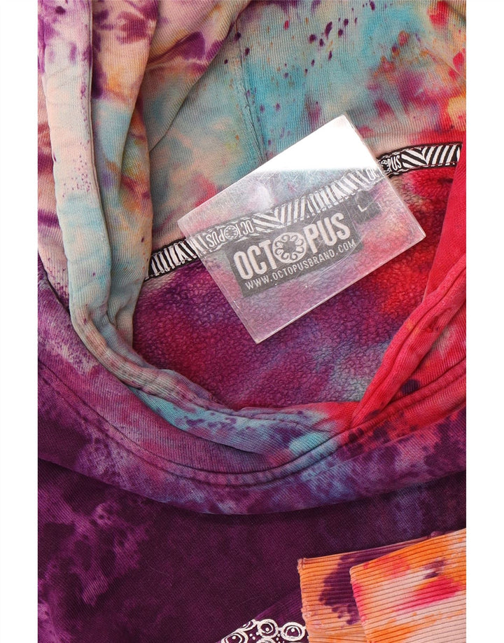 Octopus Herren-Kapuzenpullover mit Grafik, groß, mehrfarbig, Batikfärbung