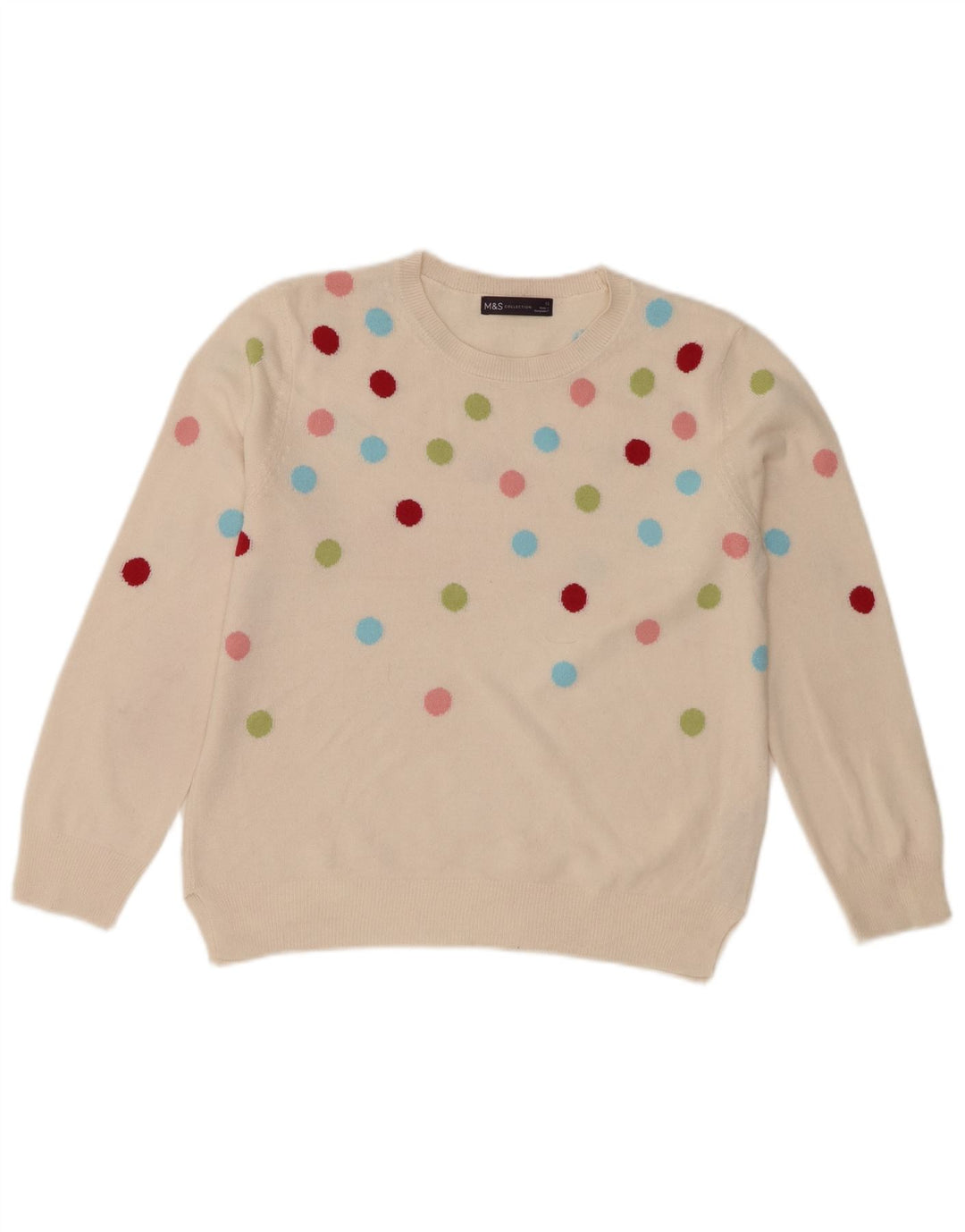 Marks & Spencer Damen-Pullover mit Rundhalsausschnitt, Gr. 12, Mittel, gebrochenes Weiß