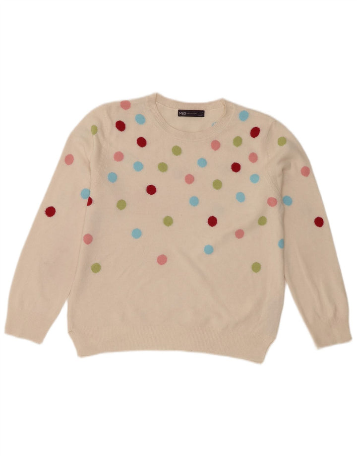 Marks & Spencer Damen-Pullover mit Rundhalsausschnitt, Gr. 12, Mittel, gebrochenes Weiß