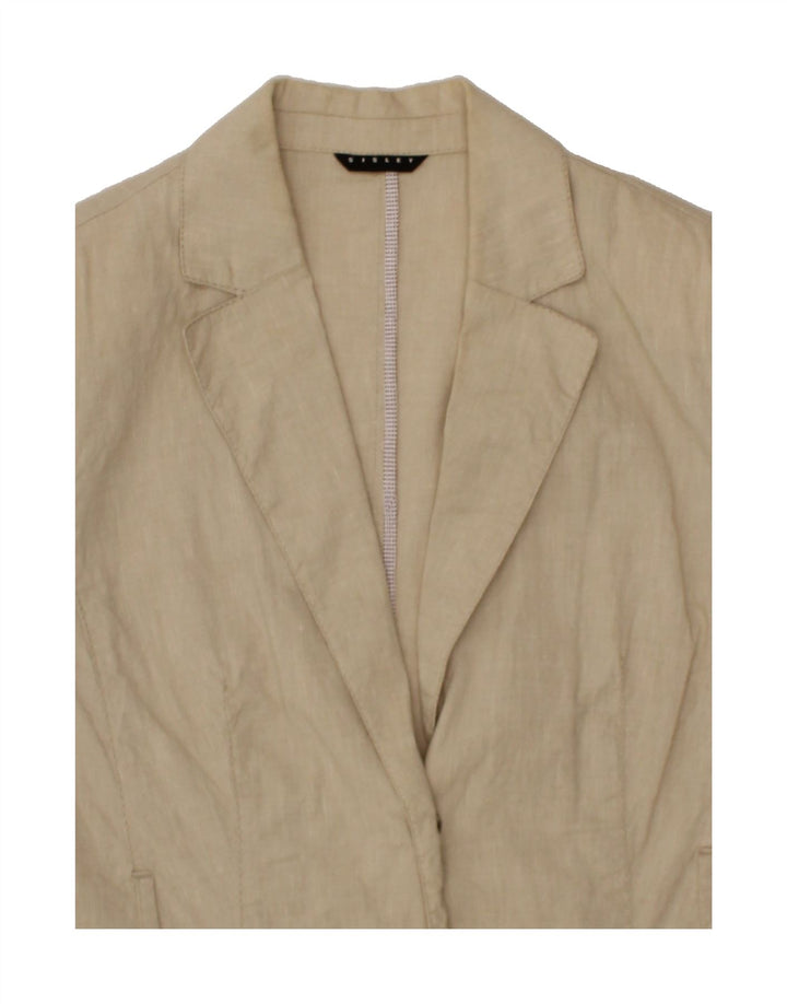 SISLEY Womens 3 Button Blazer Jacket UK 12 Medium Beige Vintage Sisley and Second-Hand Sisley from Messina Hembry 