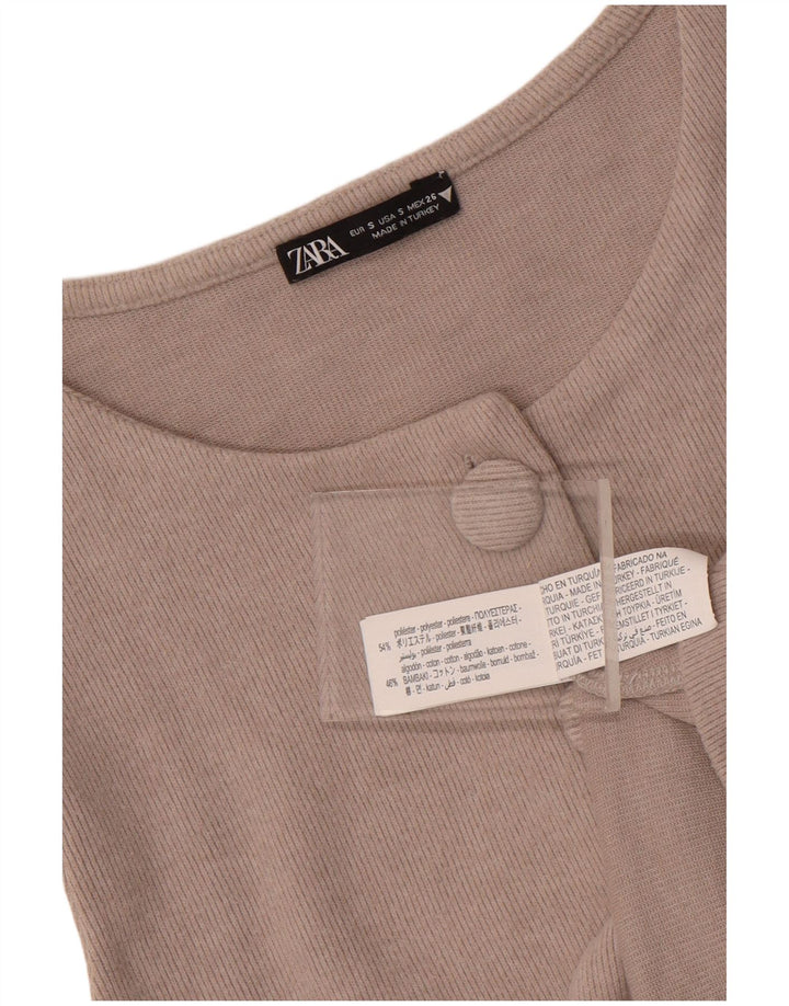 Ärmelloses Cardigan-Oberteil für Damen von Zara, Größe S, Beige, Polyester