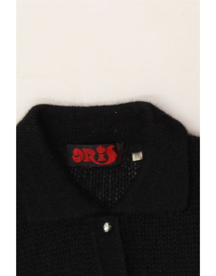 ORIS Womens Polo Neck Jumper Sweater IT 46 Large Black Floral Vintage Oris and Second-Hand Oris from Messina Hembry 