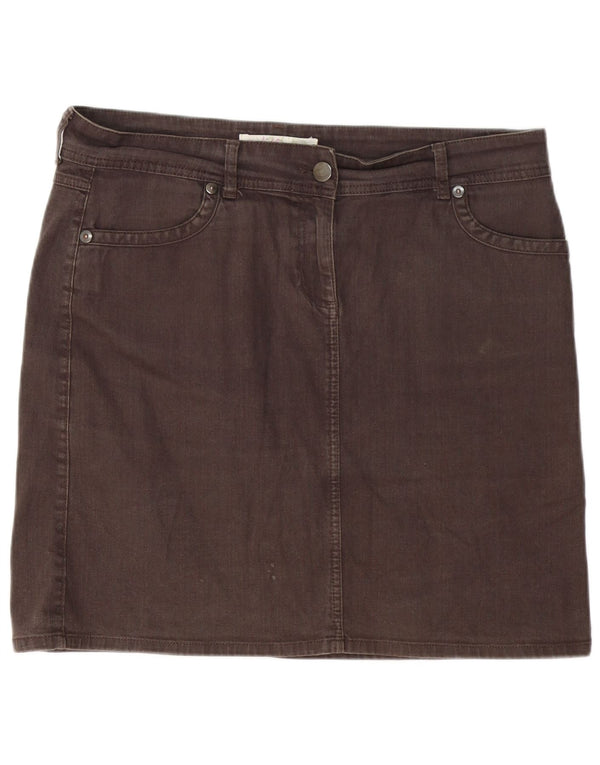 Marks & Spencer Damen Jeansrock UK 18 XL W38 Braune Baumwolle