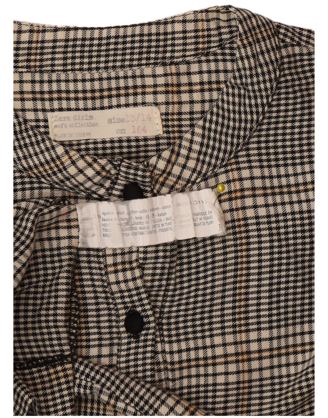 Zara Pullover-Hemdkleid für Mädchen, 13–14 Jahre, graue Gingham-Baumwolle