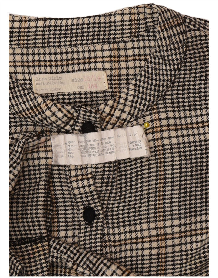 Zara Pullover-Hemdkleid für Mädchen, 13–14 Jahre, graue Gingham-Baumwolle