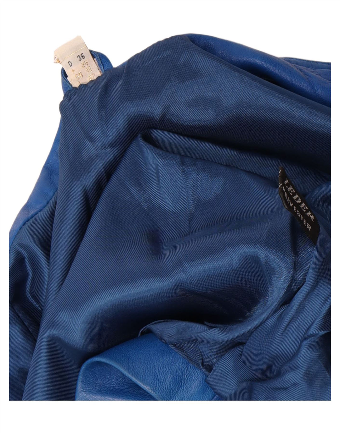 Vintage Damen Crop Lederjacke UK 10 Small Blue