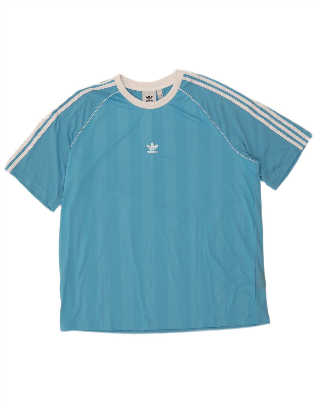 Adidas Herren T-Shirt Top 2XL Blau gestreift Polyester