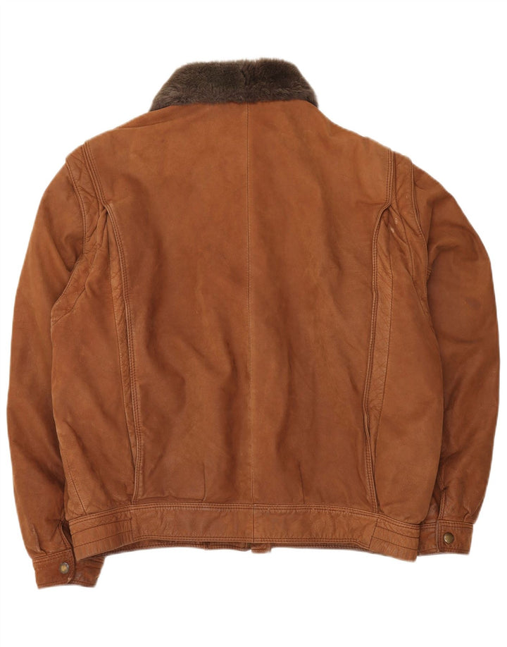 VINTAGE Herren Lederjacke IT 52 XL Braun Colourblock