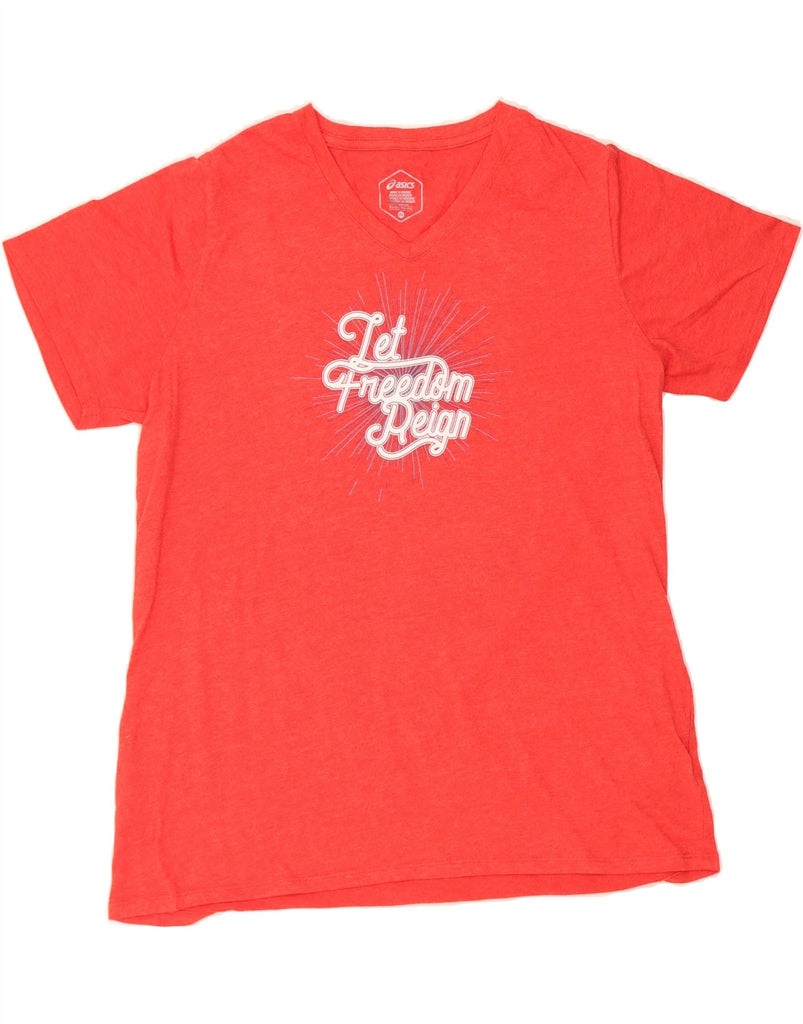 ASICS Womens Big & Tall Graphic T-Shirt Top UK 18 XL Red Cotton Vintage Asics and Second-Hand Asics from Messina Hembry 