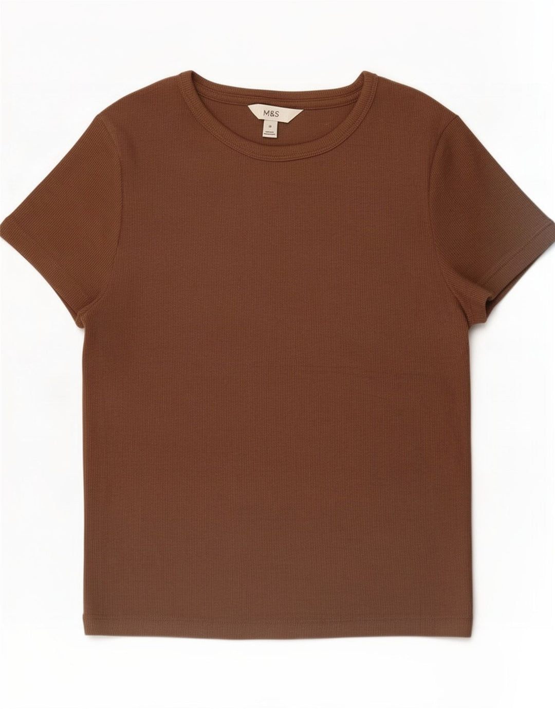 Marks & Spencer Damen T-Shirt Top UK 14 Mittelbraune Baumwolle