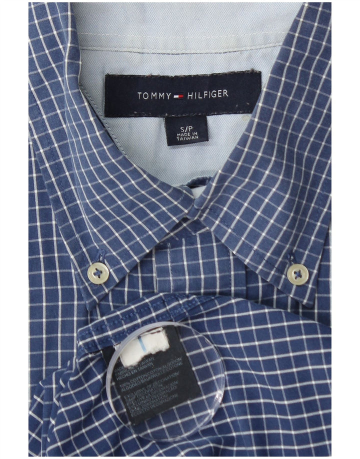 TOMMY HILFIGER Herren Kurzarmhemd Small Blue Check Baumwolle