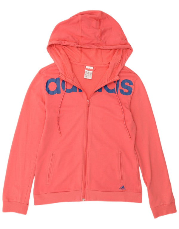 Adidas Damen Graphic Zip Hoodie Pullover UK 12/14 Mittelrosa Baumwolle