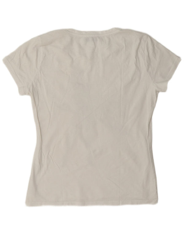 Liu Jo Damen Grafik-T-Shirt-Oberteil UK 16 Large Weiße Baumwolle