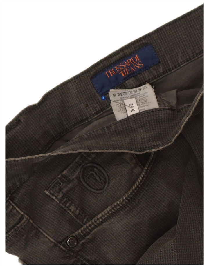 Trussardi Herren-Freizeithose, gerade, W36, L31, Grau mit Hahnentrittmuster