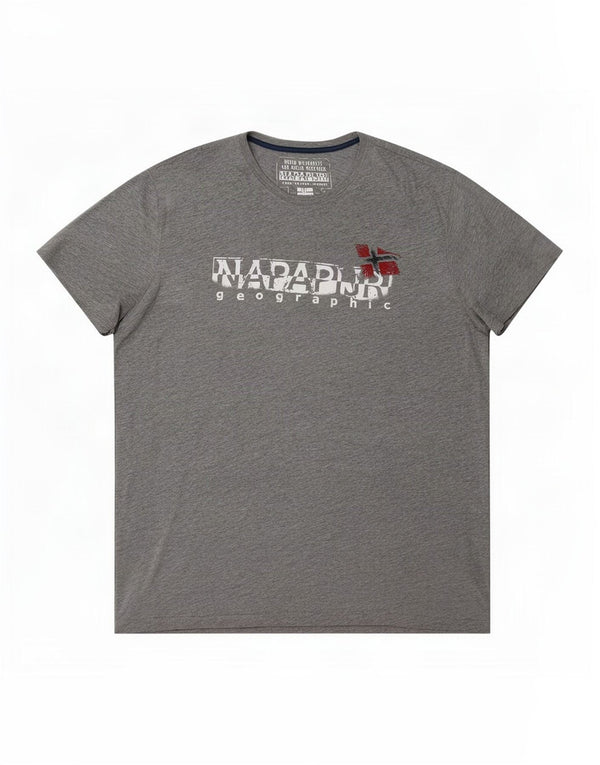 Napapijri Herren Geographic Graphic T-Shirt Top 3XL Grau Baumwolle