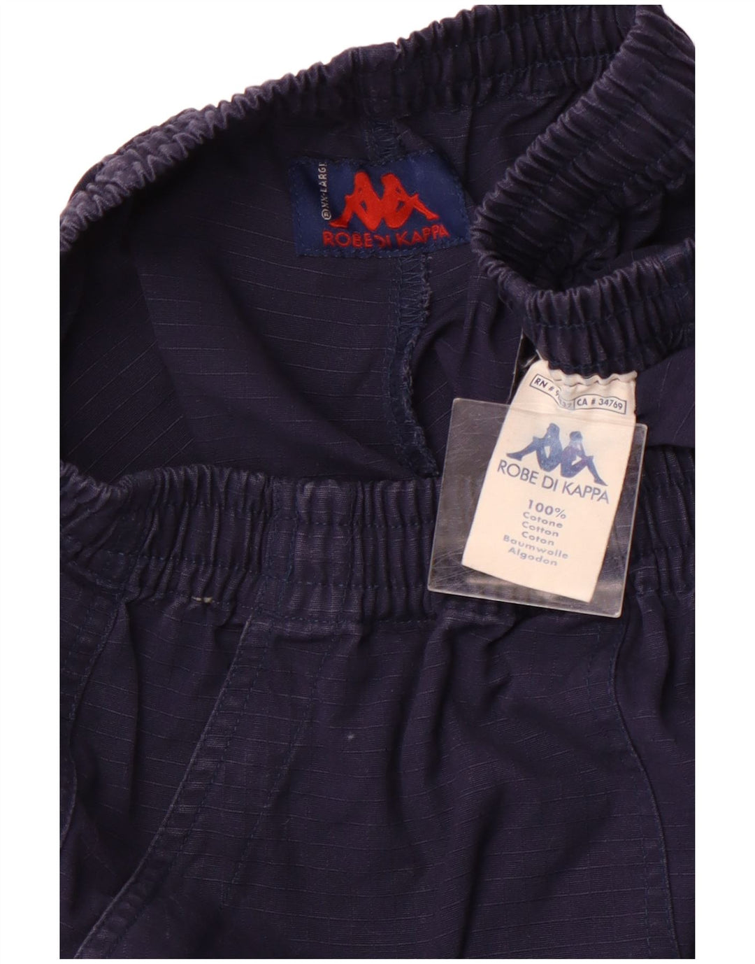 KAPPA Damen-Cargoshorts mit hoher Taille, Größe 2XL, W32, marineblau, kariert, Baumwolle, Sport