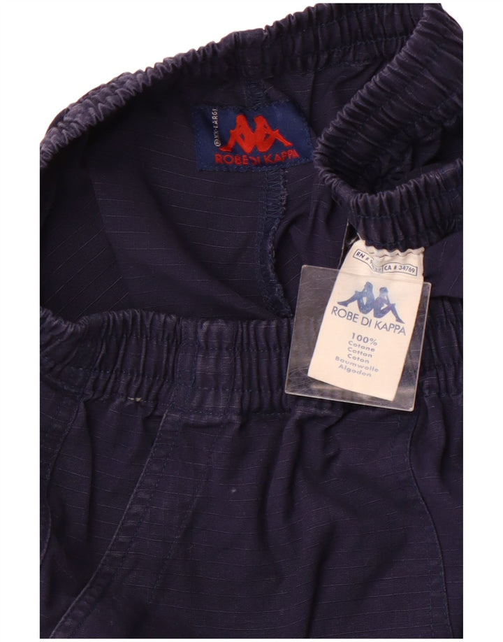 KAPPA Damen-Cargoshorts mit hoher Taille, Größe 2XL, W32, marineblau, kariert, Baumwolle, Sport