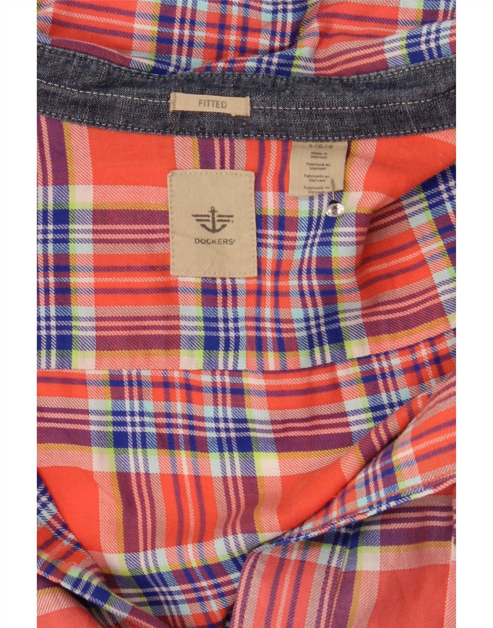 Dockers Tailliertes Flanellhemd für Herren, groß, orange kariert