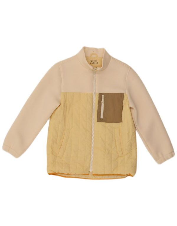 Wattierte Jacke für Mädchen von Zara, 9–10 Jahre, gelbes Colourblock-Polyamid