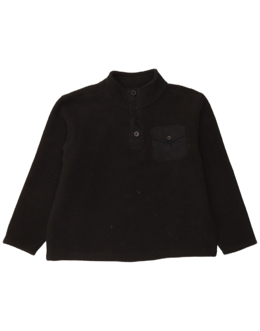 Weird Fish Herren-Fleecepullover mit Knopfkragen, XL, Schwarz, Polyester
