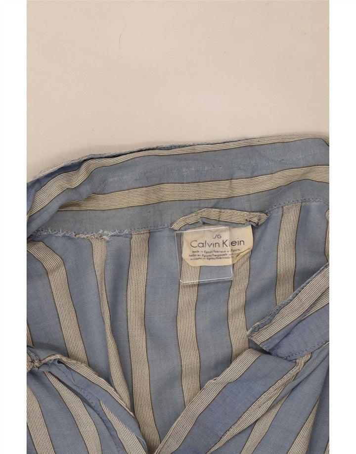 Calvin Klein Herren Kurzarm-Pulloverhemd, groß, blau gestreift, Baumwolle