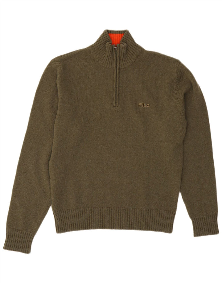 Fila Herren-Pullover mit Reißverschluss am Hals, kleine Khaki-Wolle