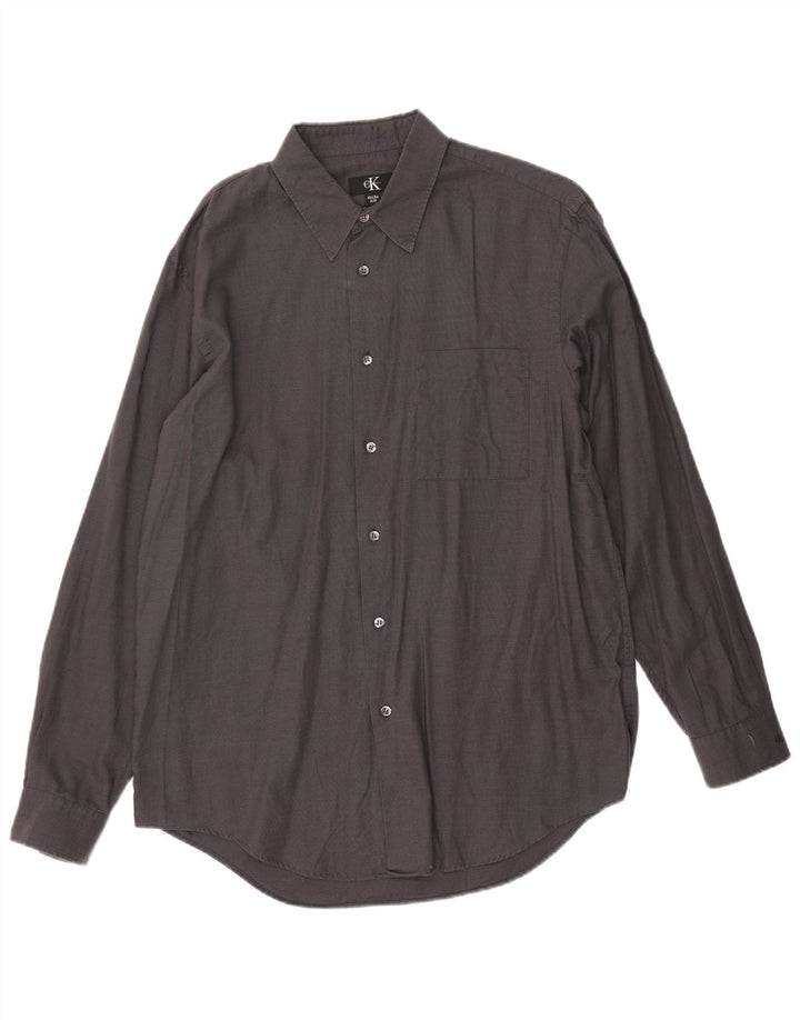 Calvin Klein Herrenhemd Größe 41 Mittelgraue Baumwolle