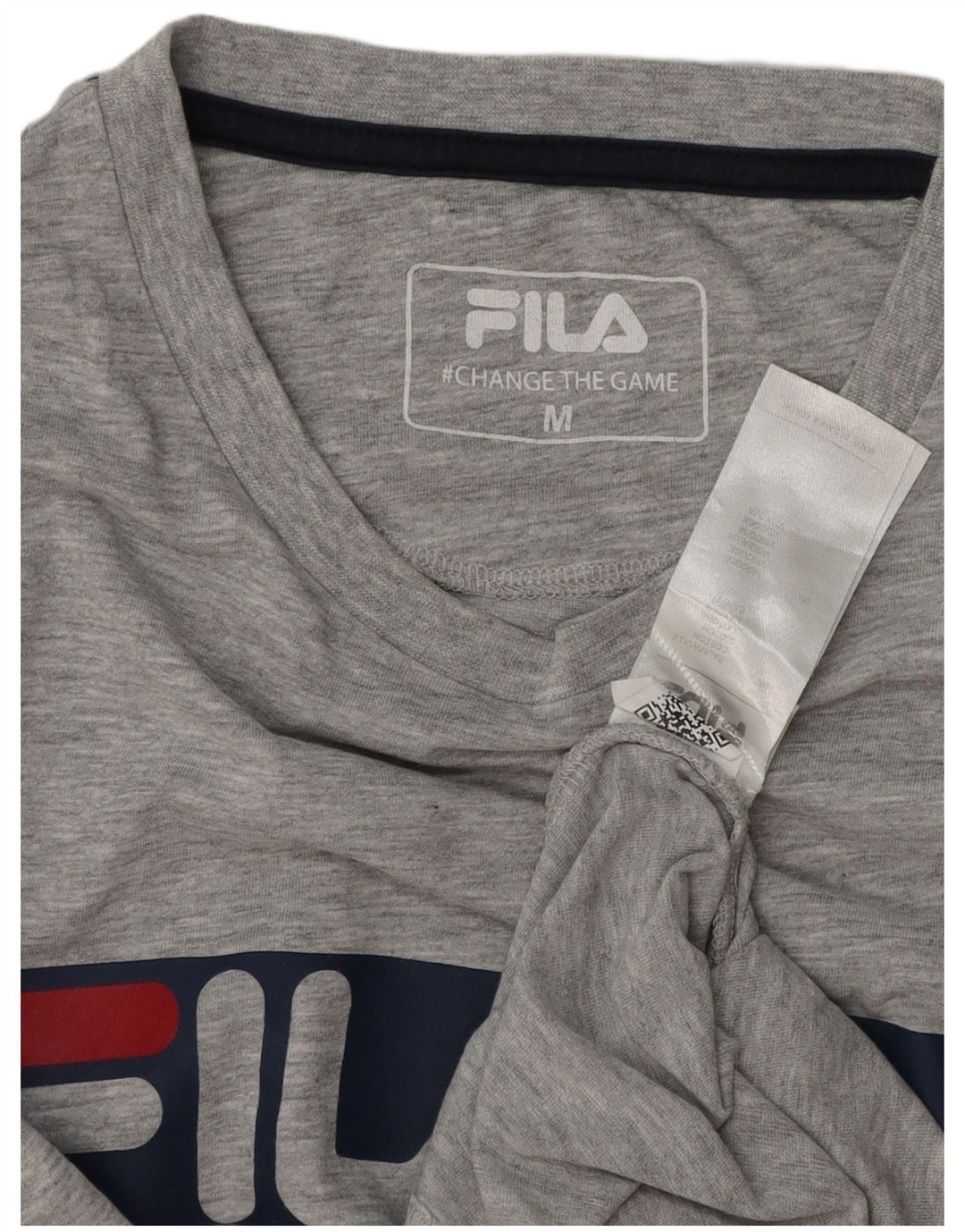 Fila Herren Grafik-T-Shirt-Oberteil aus mittelgrau gesprenkelter Baumwolle