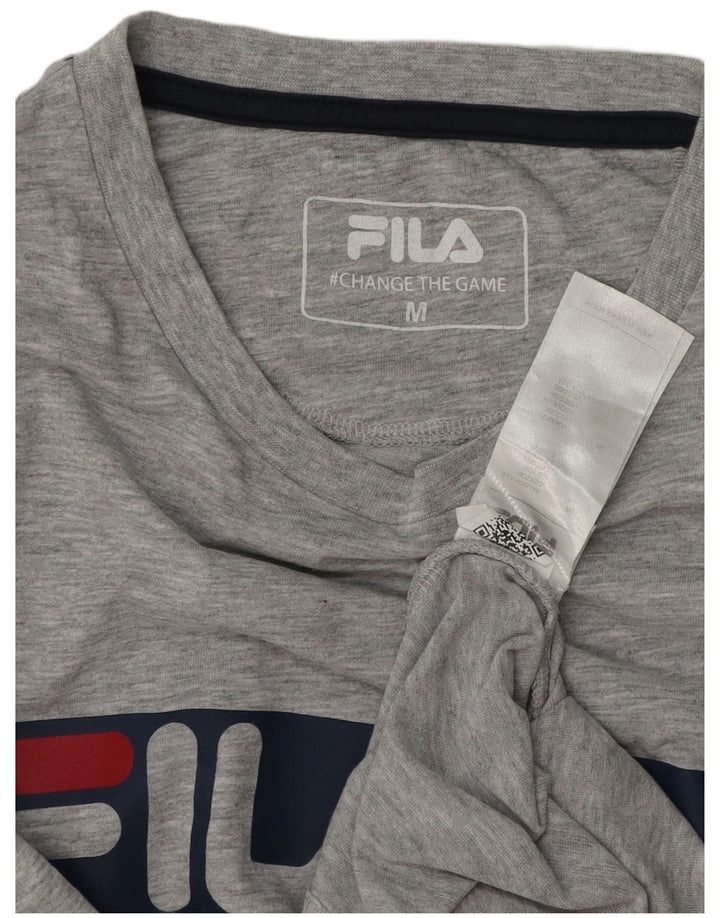 Fila Herren Grafik-T-Shirt-Oberteil aus mittelgrau gesprenkelter Baumwolle