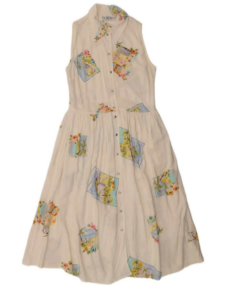 Together Ärmelloses Damen-Maxi-Hemdkleid, UK-Größe 42, Mittelweiß, Patchwork