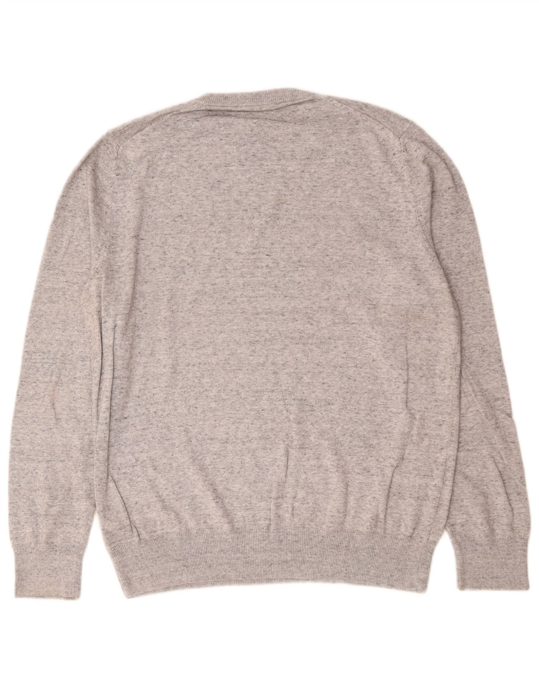 Marks & Spencer Herren-Pullover mit Rundhalsausschnitt, mittelgrau gesprenkelte Baumwolle