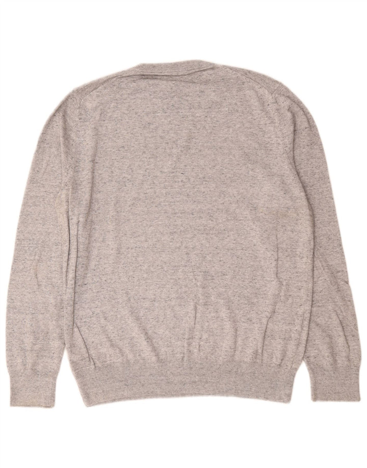 Marks & Spencer Herren-Pullover mit Rundhalsausschnitt, mittelgrau gesprenkelte Baumwolle