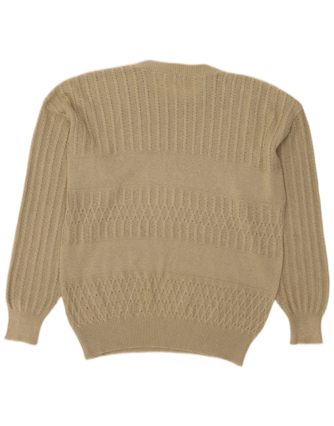 Biffi Herren-Pullover mit grafischem Rundhalsausschnitt, Größe L, Beige