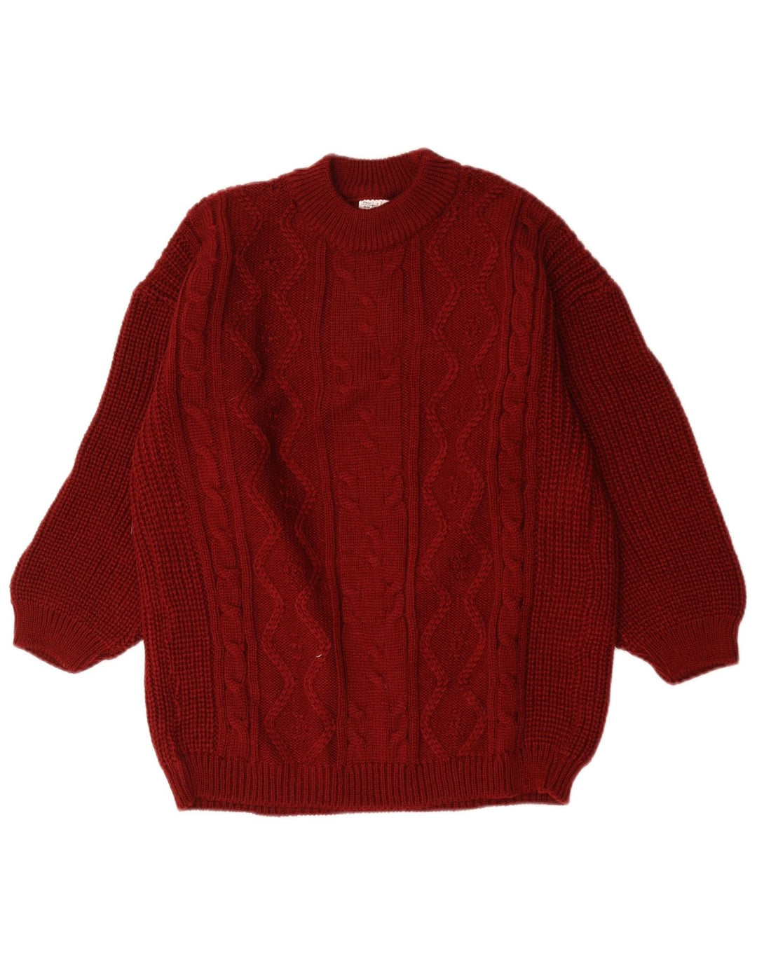 Vintage Damen Übergroßer Pullover mit Rundhalsausschnitt EU 38/40 Medium Maroon