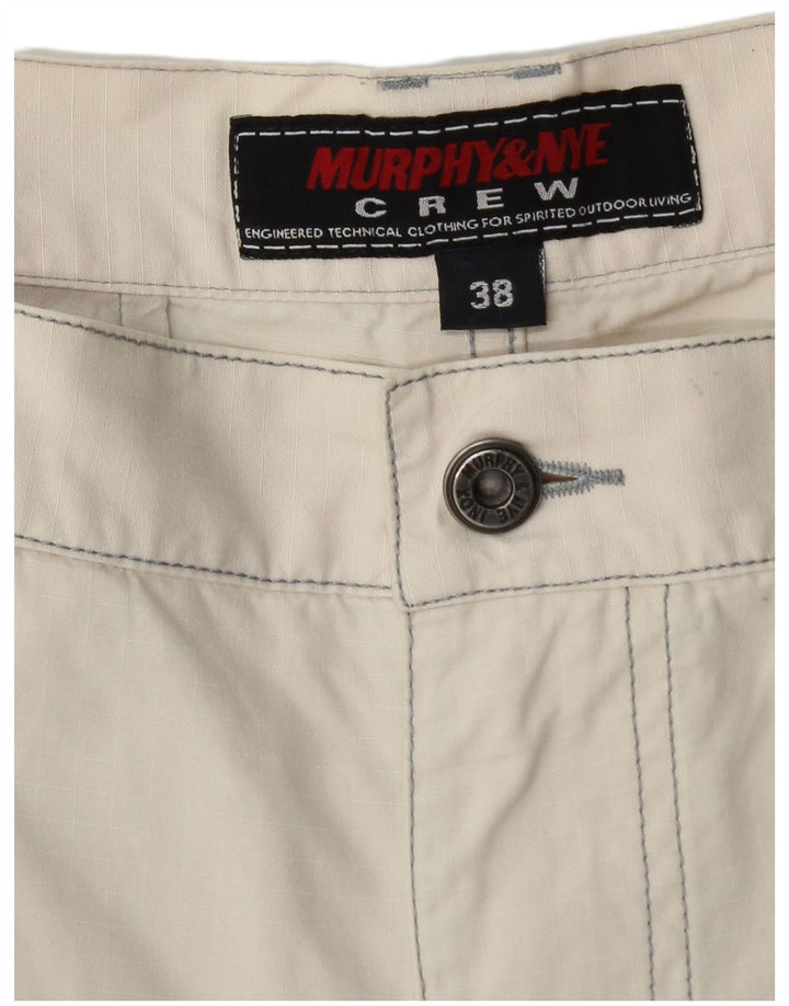 Murphy & Nye Herren Graphic Cargo Shorts W38 XL Weiße Baumwolle
