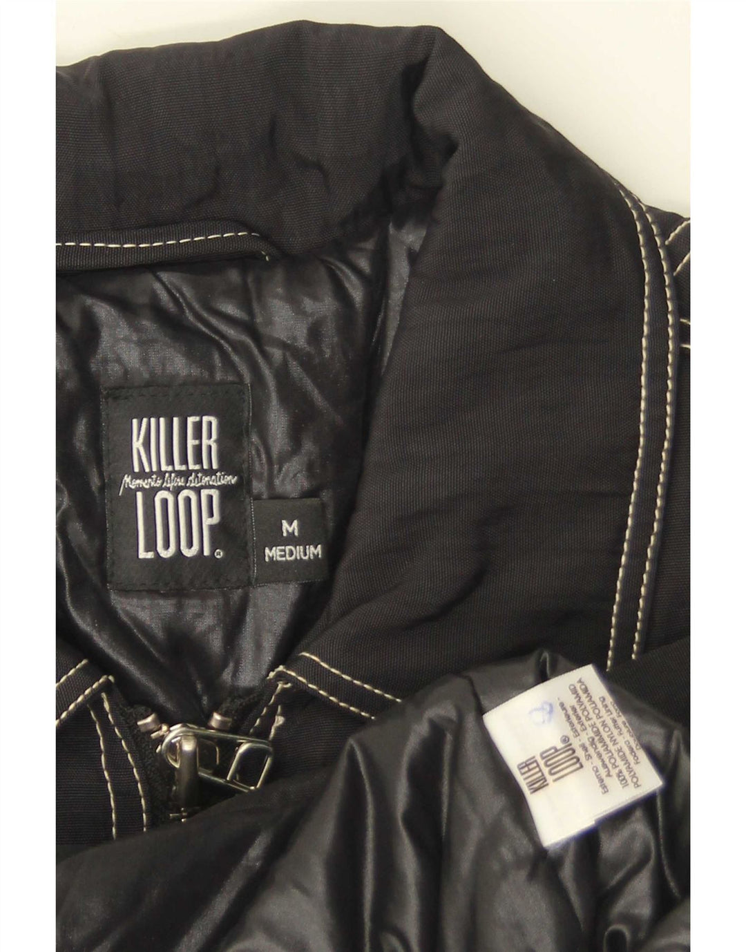 Killer Loop Herren-Bomberjacke mit Grafik, UK 38, mittelschwarz, Polyamid