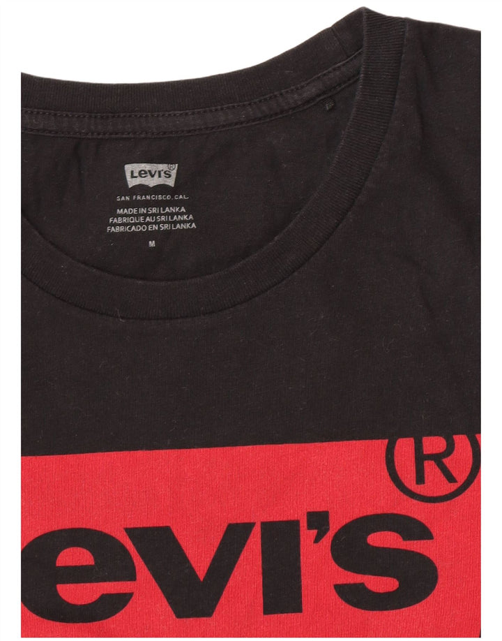 Levi's Damen Grafik-T-Shirt-Oberteil UK 12 Medium Schwarz