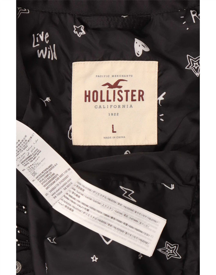 Hollister Damen Bomberjacke UK 16 Large Schwarz Polyester