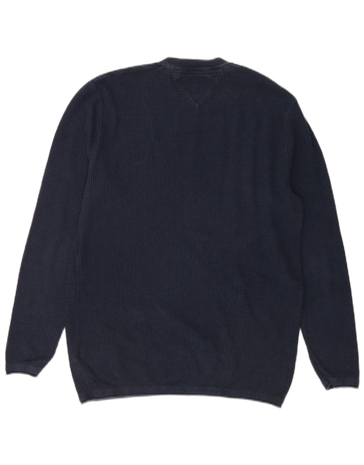 Tommy Hilfiger Herren-Pullover mit Rundhalsausschnitt, mittlere marineblaue Baumwolle