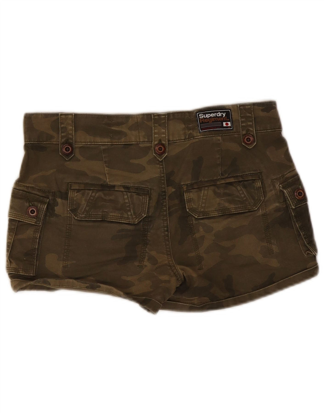 Superdry Damen Cargoshorts Small W30 Khaki Camouflage Baumwolle