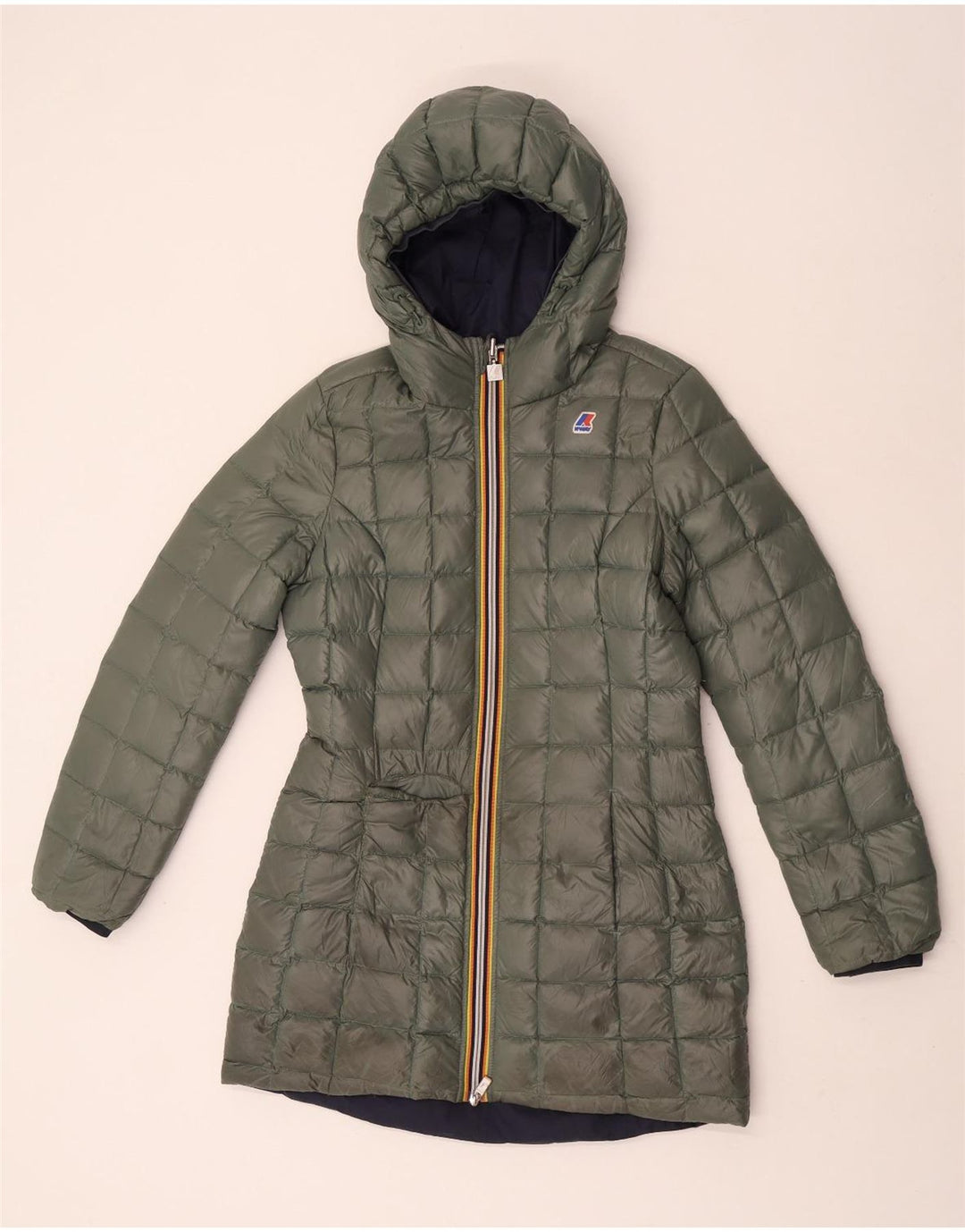 K-Way Damen-Windbreaker-Mantel mit Kapuze, wendbar, Gr. 8, Marineblau