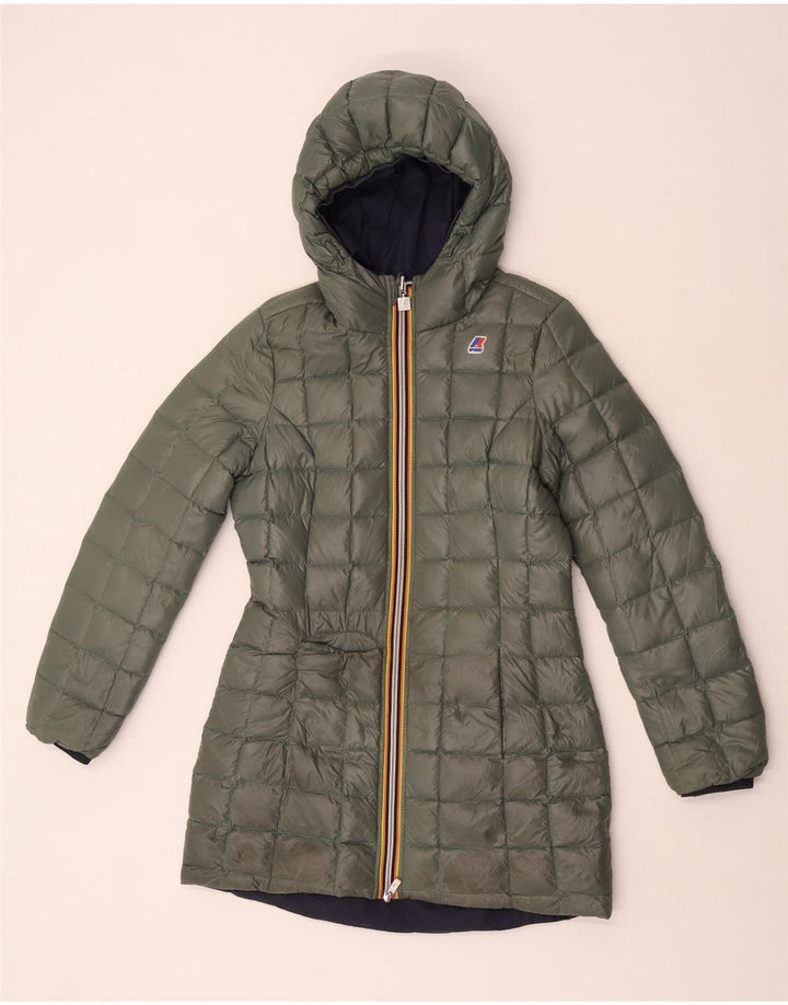 K-Way Damen-Windbreaker-Mantel mit Kapuze, wendbar, Gr. 8, Marineblau
