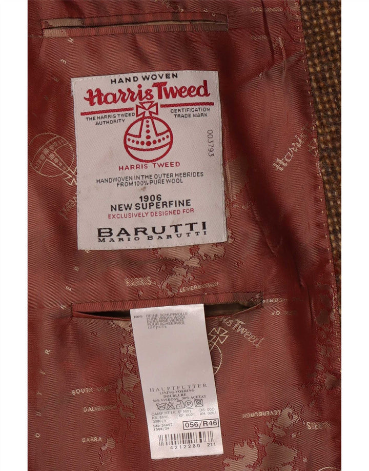 Harris Tweed Herren-Blazer mit 2 Knöpfen, UK 46 3XL, braune Schurwolle
