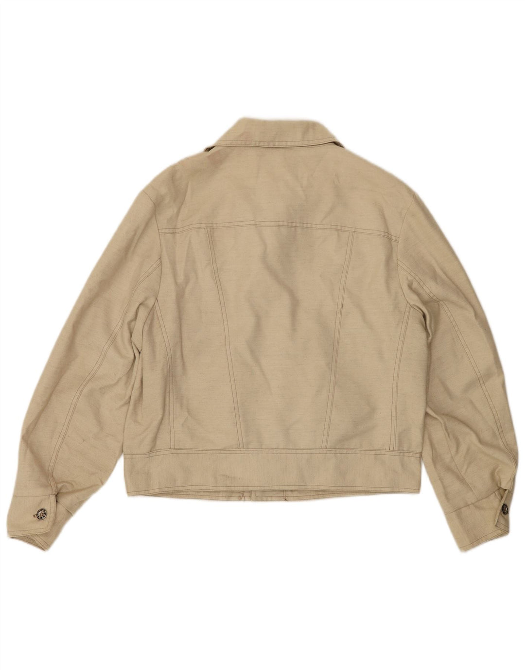 Vintage Damen Crop Bomberjacke IT 48 XL Beige