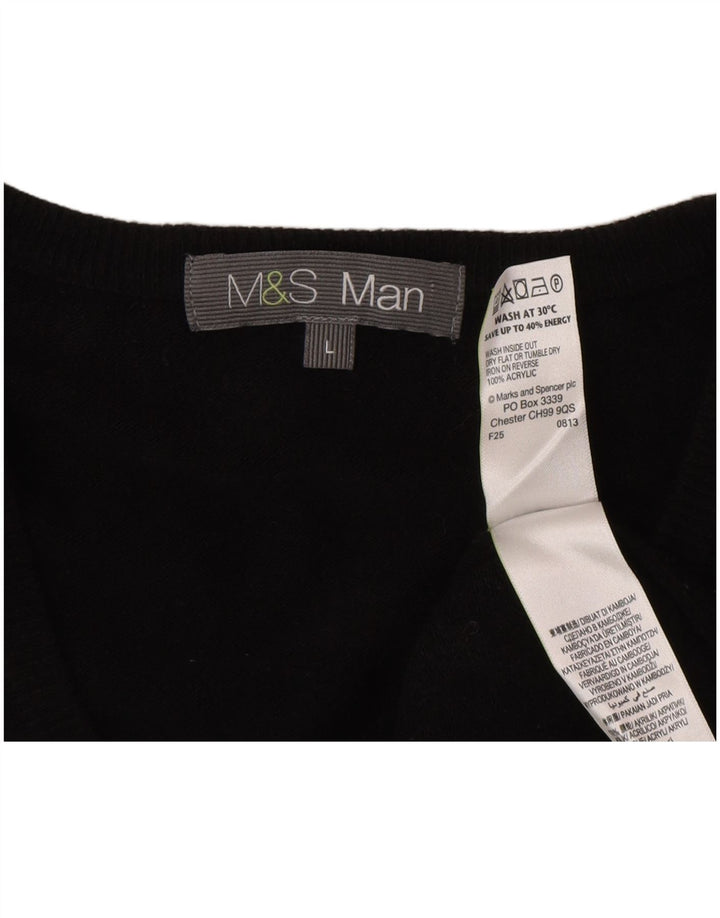 Marks & Spencer Herren-Pullover mit V-Ausschnitt, groß, Acryl, Schwarz