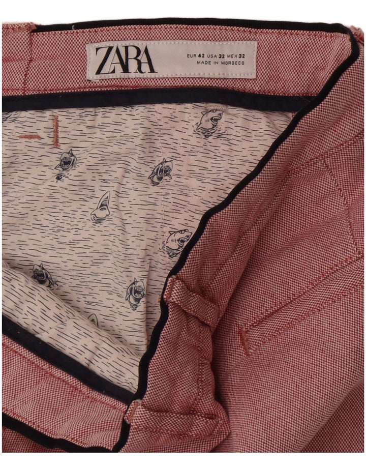 Zara Herren Chinoshorts IT 42 Large W32 Rosa Baumwolle