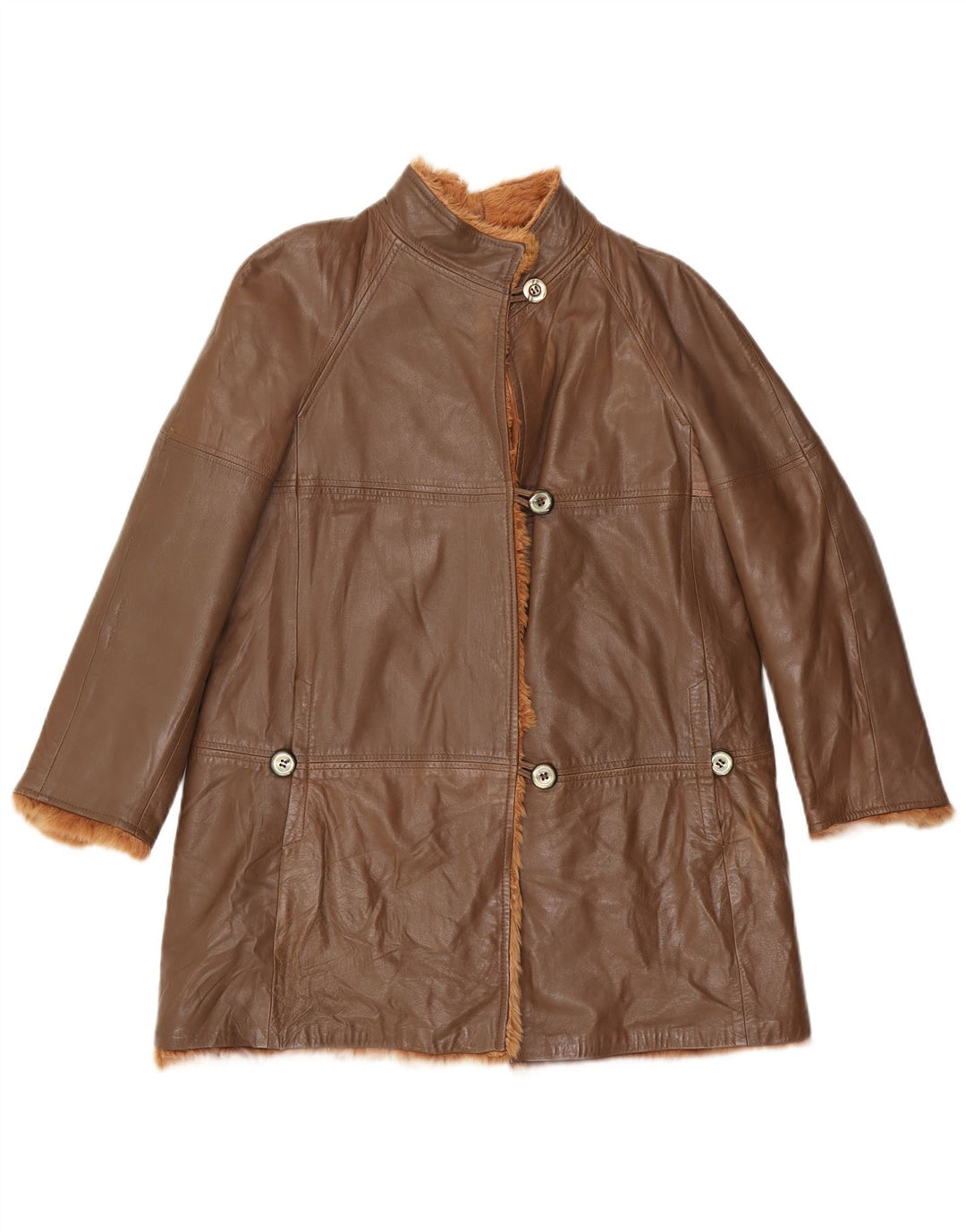 Vintage Damen Lederjacke UK 12 Mittelbraun